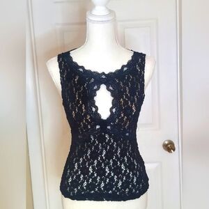 Black Bebe Lace Sleeveless Top